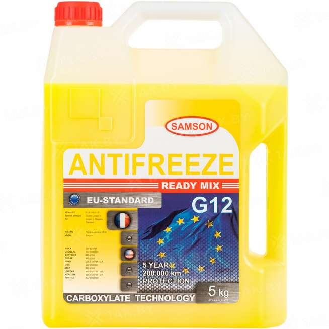 Антифриз готовый к применению Samson EU-Standard G12, 5 кг, желтый, Беларусь 0