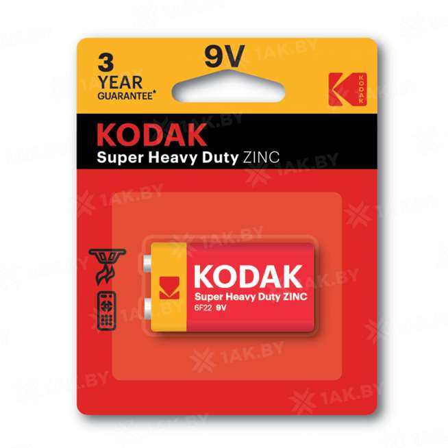 Элемент питания Kodak 6F22-1BL EXTRA HEAVY DUTY [K9VHZ-1B] (блистер 1шт.9V), Китай 0