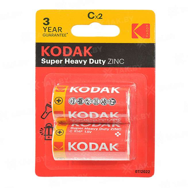 Элемент питания Kodak R14-2BL EXTRA HEAVY DUTY [KCHZ-2] (блистер 2шт.C), Китай 0