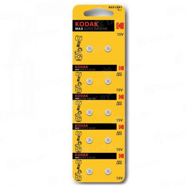 Элемент питания Kodak AG3 (392) LR736, LR41 [KAG3-10] (уп.TRAY 10шт.), Китай 0