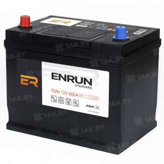 Аккумулятор ENRUN Asia (70 Ah) 600 A, 12 V Прямая, L+ D26 EN701JS 1