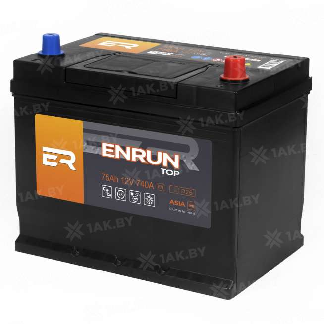 Аккумулятор ENRUN TOP Asia (75 Ah) 740 A, 12 V Обратная, R+ D26 EN750JP 1