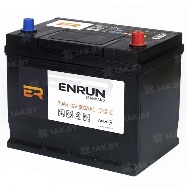 Аккумулятор ENRUN Asia (70 Ah) 600 A, 12 V Обратная, R+ D26 EN700JS 0