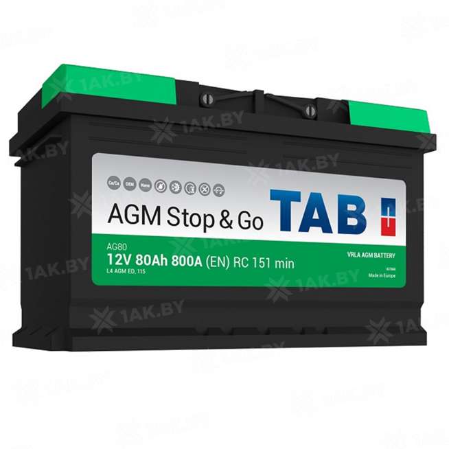 Аккумулятор TAB EcoDry (80 Ah) 800 A, 12 V Обратная, R+ L4 0