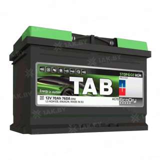Аккумулятор TAB EcoDry (70 Ah) 760 A, 12 V Обратная, R+ L3
