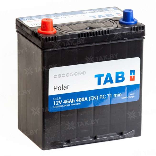 Аккумулятор TAB Polar (45 Ah) 400 A, 12 V Прямая, L+ B19 0