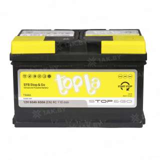 Аккумулятор TOPLA EFB Stop &amp; Go (65 Ah) 650 A, 12 V Обратная, R+ LB3 112065