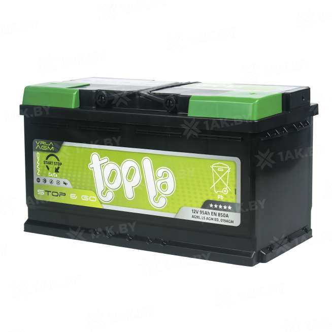 Аккумулятор TOPLA AGM Stop &amp; Go (95 Ah) 850 A, 12 V Обратная, R+ L5 114090 2