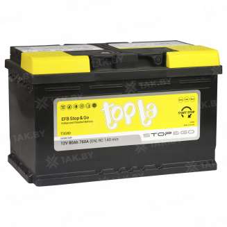 Аккумулятор TOPLA EFB Stop &amp; Go (80 Ah) 760 A, 12 V Обратная, R+ L4 112080 0