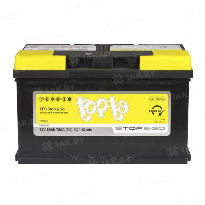 Аккумулятор TOPLA EFB Stop &amp; Go (80 Ah) 760 A, 12 V Обратная, R+ L4 112080 2