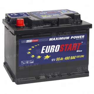 Аккумулятор EUROSTART Blue (55 Ah) 430 A, 12 V Прямая, L+ L2 EB551SU Аккумулятор EUROSTART Blue (55 Ah) 430 A, 12 V Прямая, L+ L2 EB551SU