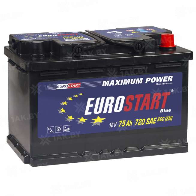Аккумулятор EUROSTART Blue (75 Ah) 640 A, 12 V Обратная, R+ L3 EB750SU 0