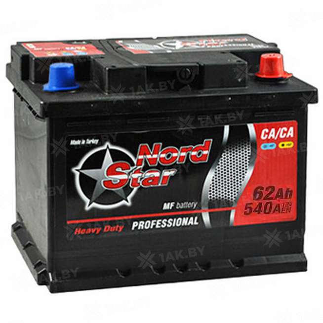 Аккумулятор NORD STAR (62 Ah) 540 A, 12 V Обратная, R+ L2 NOR-562 U0 0