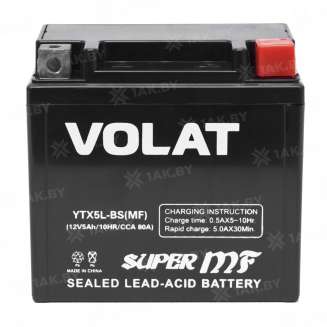 Аккумулятор VOLAT (5 Ah) 80 A, 12 V Обратная, R+ YTX5L-BS YTX5L-BS(MF) 1
