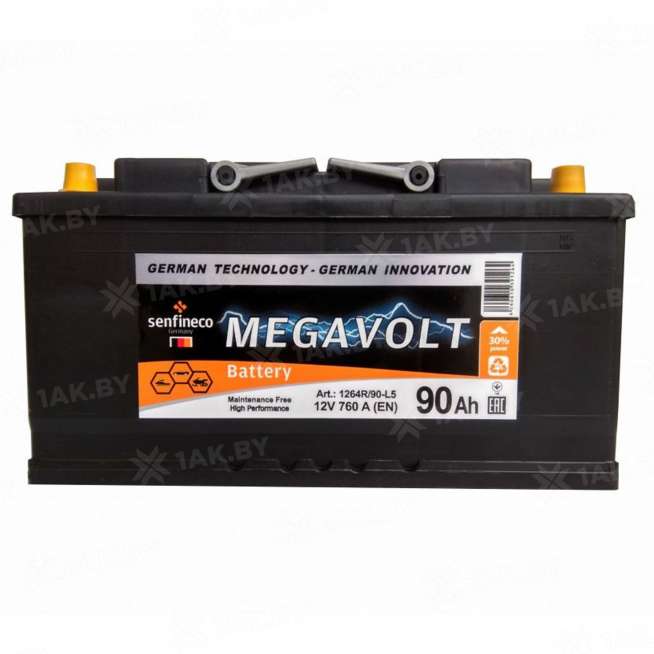 Аккумулятор MEGAVOLT (90 Ah) 760 A, 12 V Обратная, R+ L5 0