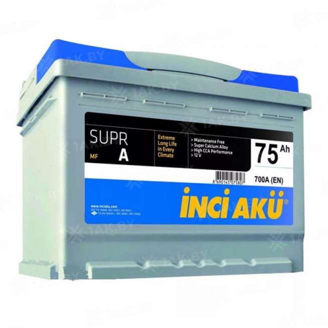 Аккумулятор INCI AKU Supra (75 Ah) 700 A, 12 V Обратная, R+ LB3 0