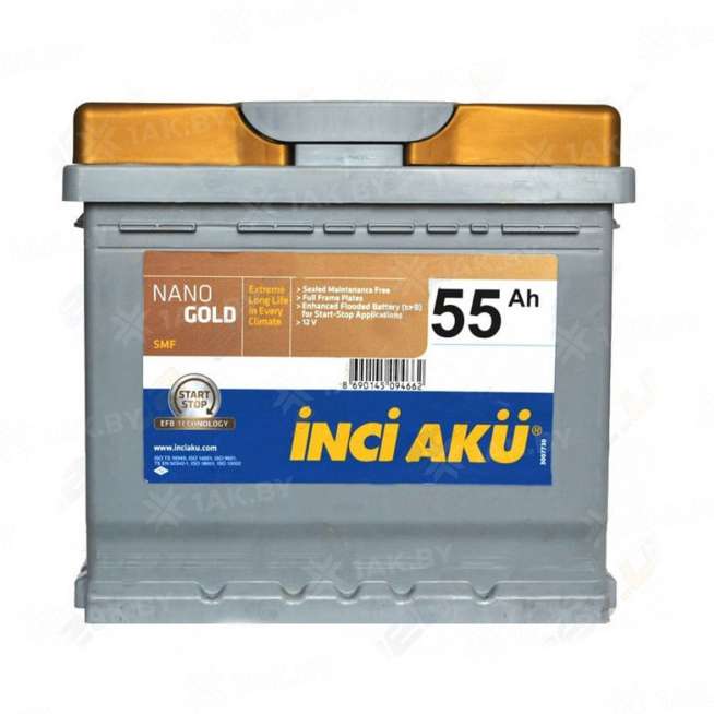 Аккумулятор INCI AKU Nano Gold (55 Ah) 510 A, 12 V Обратная, R+ L1 0