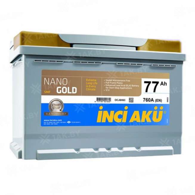 Аккумулятор INCI AKU Nano Gold (77 Ah) 760 A, 12 V Обратная, R+ L3 0