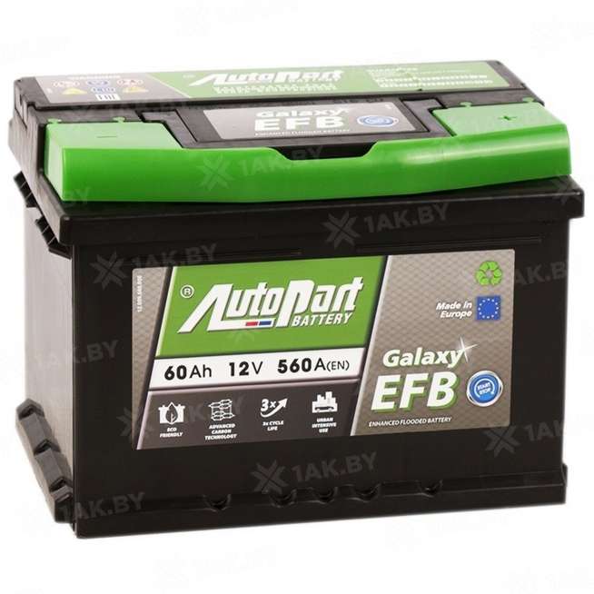 Аккумулятор AUTOPART GALAXY EFB (60 Ah) 560 А, 12 V Обратная, R+ LB2 ARL560-280 0