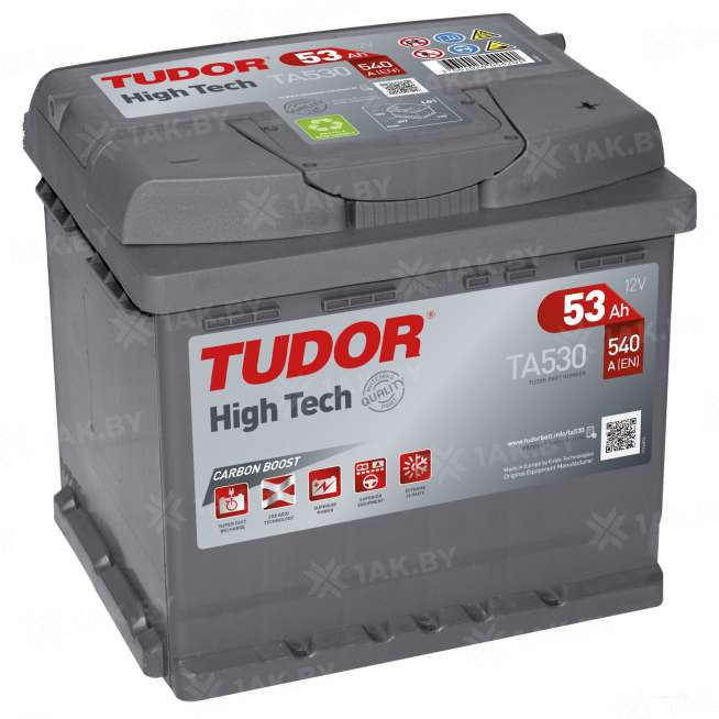 Аккумулятор TUDOR High Tech (53 Ah) 540 A, 12 V Обратная, R+ L1 0
