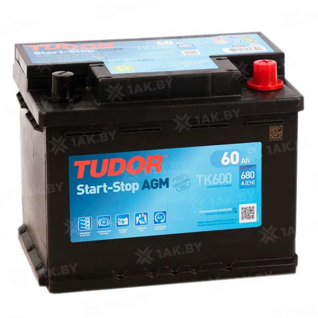 Аккумулятор TUDOR Start-Stop AGM (60 Ah) 680 A, 12 V Обратная, R+ L2 0