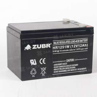 Аккумулятор ZUBR (12 Ah,12 V) AGM 151x98x94 4 кг 2