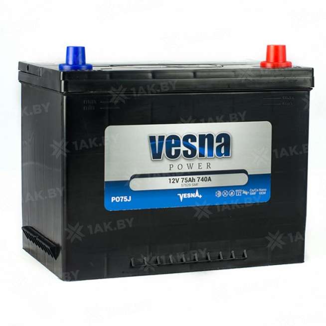 Аккумулятор VESNA ASIA (75 Ah) 740 A, 12 V Обратная, R+ D26 0
