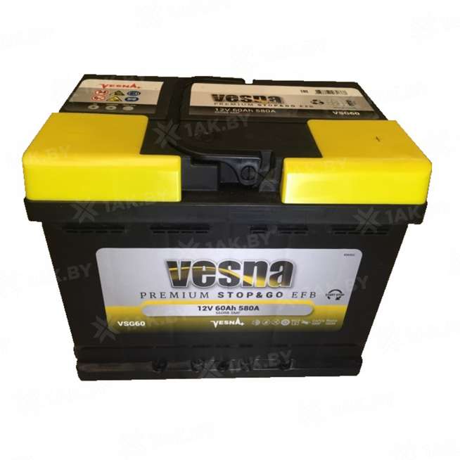 Аккумулятор VESNA EFB (60 Ah) 580 А, 12 V Обратная, R+ L2 0
