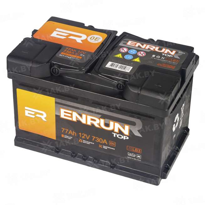 Аккумулятор ENRUN TOP (77 Ah) 730 A, 12 V Обратная, R+ LB3 EN770P 0