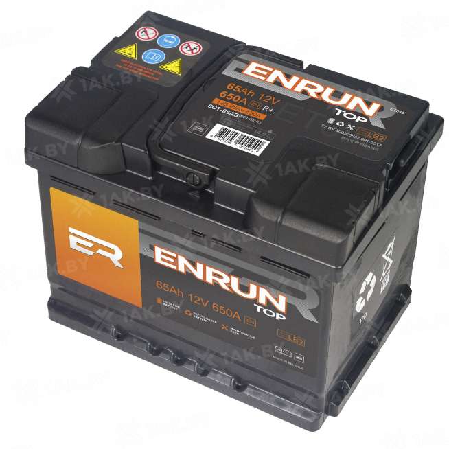 Аккумулятор ENRUN TOP (65 Ah) 650 A, 12 V Прямая, L+ LB2 EN651P 1