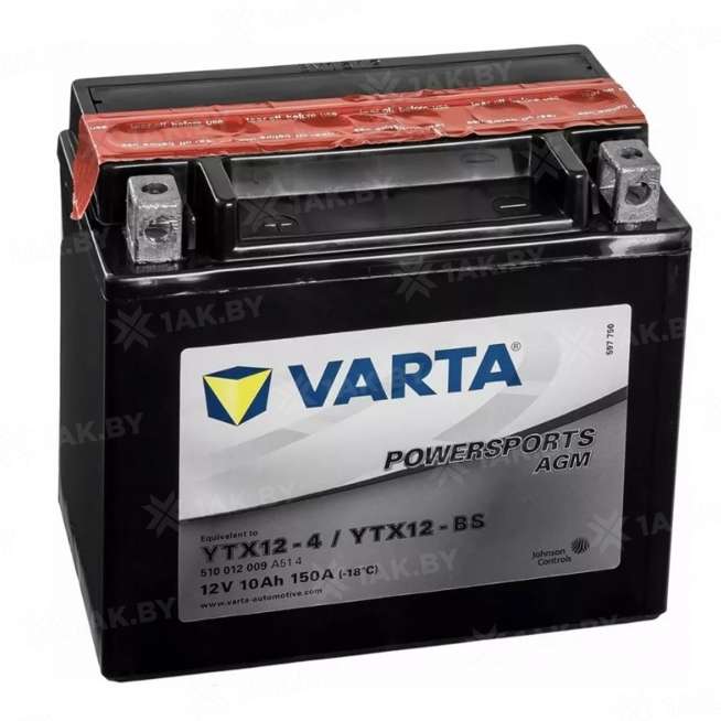 Аккумулятор для мотоцикла Varta Powersports AGM (10 Ah) 150 A, 12 V Прямая, L+ YTX12-BS 510012009-549645 0