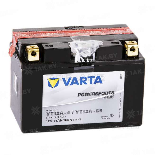 Аккумулятор для мотоцикла Varta Powersports AGM (11 Ah) 230 A, 12 V Прямая, L+ YTZ14S-4 511901014-549650 0