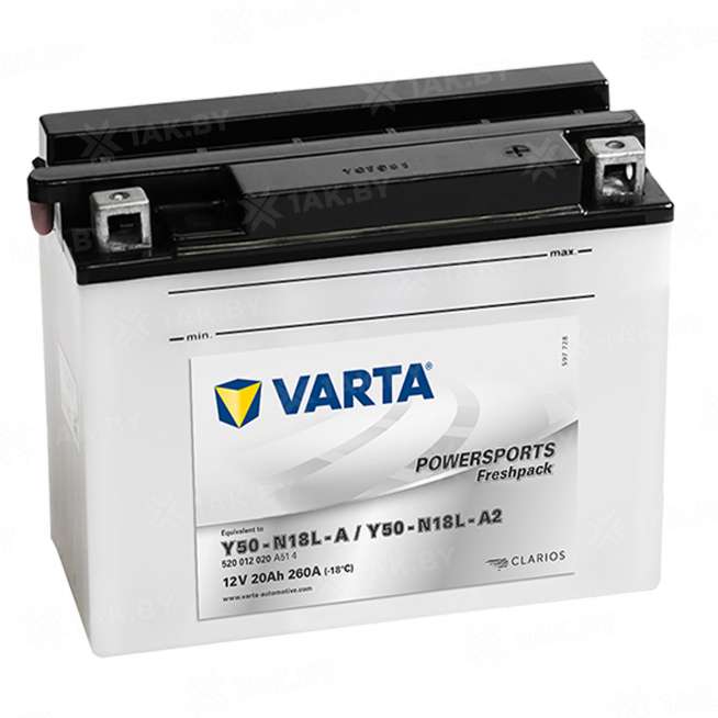 Аккумулятор для мотоцикла Varta Powersports (20 Ah) 260 A, 12 V Обратная, R+ SY50-N18L-AT 520012020-558172 0