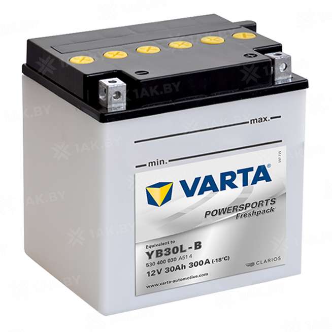 Аккумулятор для мотоцикла Varta Powersports (30 Ah) 300 A, 12 V Обратная, R+ YB30L-BS 586228 0