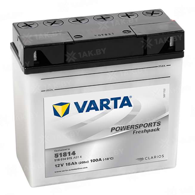 Аккумулятор для мотоцикла Varta Powersports (18 Ah) 250 A, 12 V Обратная, R+ YTX20L-BS 518014015-558162 0