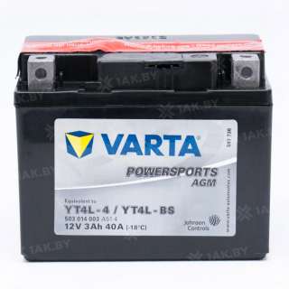 Аккумулятор для мотоцикла Varta Powersports AGM (3 Ah) 40 A, 12 V Обратная, R+ YT4L-BS 503014003-549618 Аккумулятор для мотоцикла Varta Powersports AGM (3 Ah) 40 A, 12 V Обратная, R+ YT4L-BS 503014003-549618