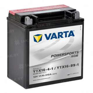 Аккумулятор для мотоцикла Varta Powersports AGM (14 Ah) 210 A, 12 V Прямая, L+ YTX16-BS 514901022-549667 Аккумулятор для мотоцикла Varta Powersports AGM (14 Ah) 210 A, 12 V Прямая, L+ YTX16-BS 514901022-549667