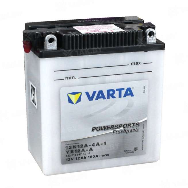 Аккумулятор для мотоцикла Varta Powersports (12 Ah) 160 A, 12 V Обратная, R+ YB12A-A 512011012-558150 0