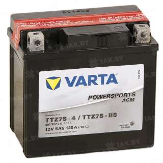 Аккумулятор для мотоцикла Varta Powersports AGM (5 Ah) 120 A, 12 V Обратная, R+ TTZ7S-BS 507902011-549634 Аккумулятор для мотоцикла Varta Powersports AGM (5 Ah) 120 A, 12 V Обратная, R+ TTZ7S-BS 507902011-549634