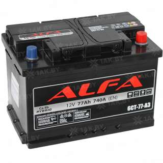 Аккумулятор ALFA Hybrid (77 Ah) 740 A, 12 V Обратная, R+ L3 Аккумулятор ALFA Hybrid (77 Ah) 740 A, 12 V Обратная, R+ L3