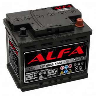 Аккумулятор ALFA (60 Ah) 540 A, 12 V Обратная, R+ L2 6СТ-60 А3 (0) 0