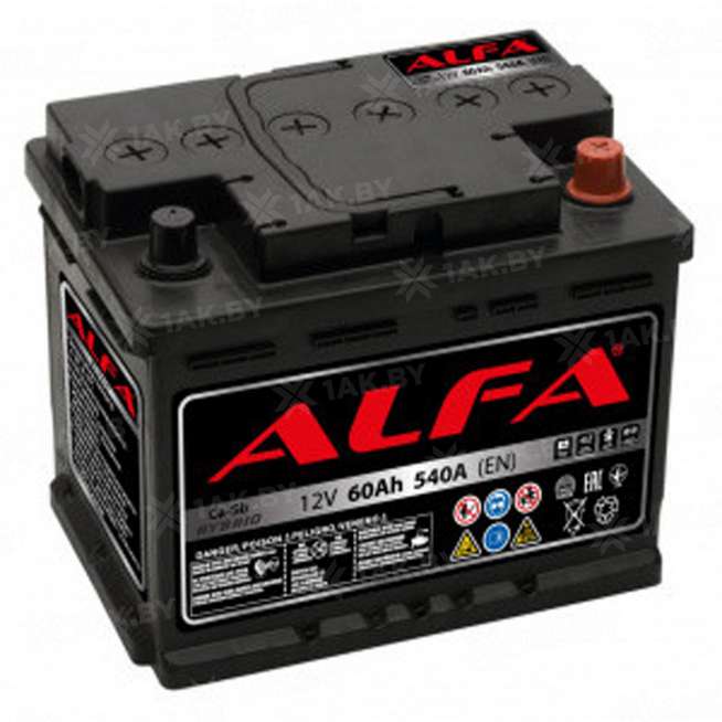 Аккумулятор ALFA (60 Ah) 540 A, 12 V Обратная, R+ L2 AL600E 0