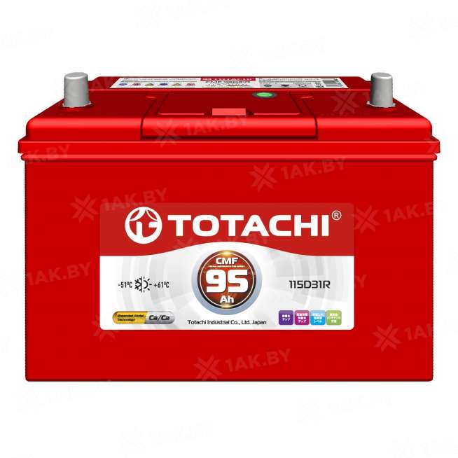 Аккумулятор TOTACHI (95 Ah) 750 A, 12 V Обратная, R+ D31 0