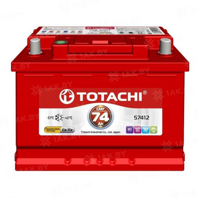 Аккумулятор TOTACHI (74 Ah) 610 А, 12 V Обратная, R+ L3 0