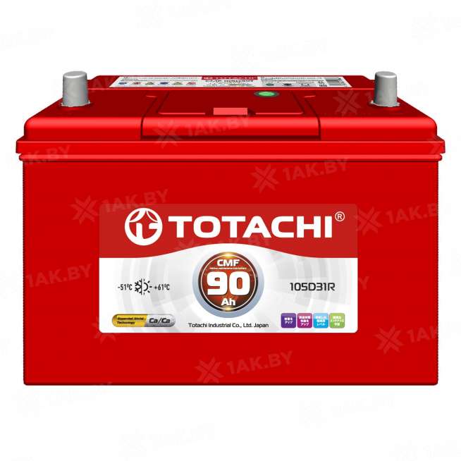 Аккумулятор TOTACHI (90 Ah) 670 A, 12 V Обратная, R+ D31 0