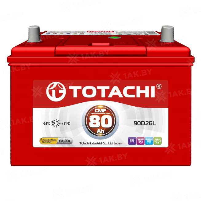 Аккумулятор TOTACHI (80 Ah) 600 A, 12 V Прямая, L+ D26 0