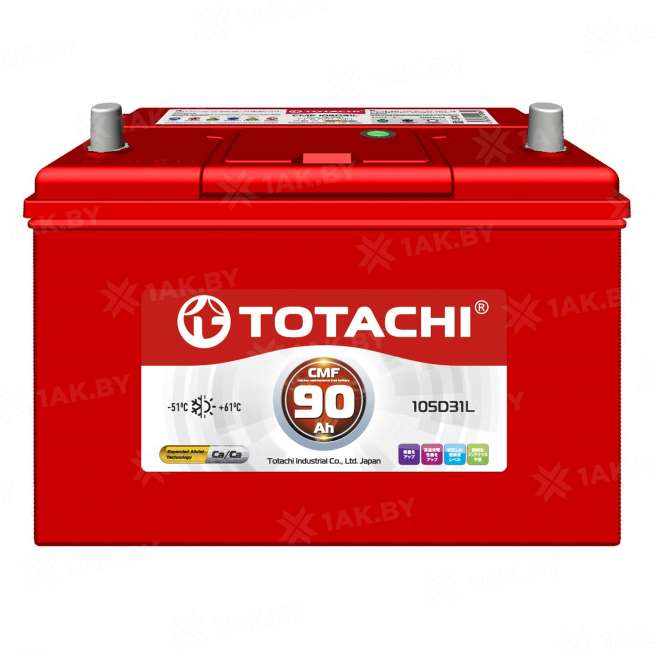Аккумулятор TOTACHI (90 Ah) 670 A, 12 V Прямая, L+ D31 0
