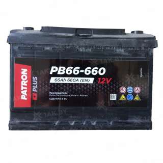 Аккумулятор Patron PB (66 Ah) 660 A, 12 V Прямая, L+ L3 Аккумулятор Patron PB (66 Ah) 660 A, 12 V Прямая, L+ L3