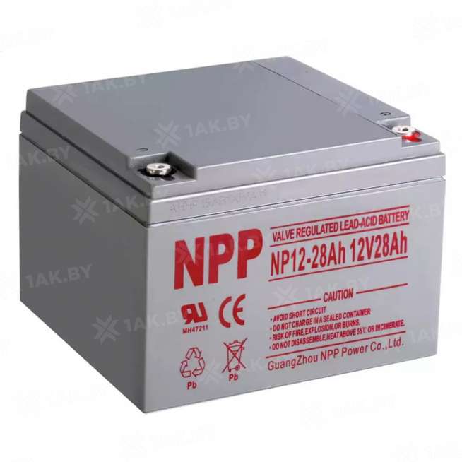 Аккумулятор NPP для ИБП, детского электромобиля, эхолота (28 Ah,12 V) AGM 166x175x125 8.85 кг 0