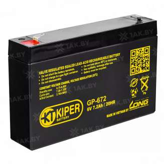 Аккумулятор KIPER (7.2 Ah,6 V) AGM 151x34x94 1.13 кг 0